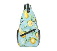 Sacoche Tactique Aquarelle Le-Mon Feuilles Fruits tropicaux Casual Sac à Bandoulière Mode Sac à Poitrine pour Homme Randonnée Cyclisme