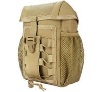 Sacoche Tactique Molle en Nylon 1000D, Pochette Utilitaire EDC Multifonction 24,9 x 15 x 9,9 cm, Plusieurs Compartiments, Poches latérales en Mesh, Cordon, Boucle Rapide, Marron
