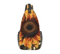 Sacoche Tactique Tournesols D'Amérique Léger Sacs Poitrine Casual Tactique Sacoche Bandoulière pour Voyage Camping École 19X39Cm