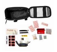 Sacoche vélo avec kit de secours et réparation - EURO VANADIUM - Noir - Support téléphone étanche - Outil multifonction 12 embouts