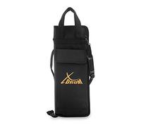 Sacoche XDrum Pour Baguettes - Sac Robuste Pour Baguettes De Batterie - Compartiments Intérieurs Séparés - Poche Extérieure Surpiquée - Sangle D'épaule Réglable - Noir