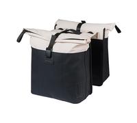 Basil Sacoche vélo Vive double – 28–35 l, plaque MIK, imperméable réfléchissante, blanc/noir