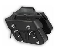 Sacoches cavalières - Moto Custom Chopper - Cuir - Noir - 2 x 9 L