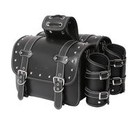 Sacoches de Moto en Cuir Haute densité - Sacoches latérales avec Porte-gobelet, imperméables Harley Sportster, Sac à Outils latéraux, Sac de Rangement pour Moto, Universel, 1 Paire, Noir (Noir 6)