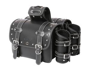 Sacoches de Moto en Cuir Haute densité - Sacoches latérales avec Porte-gobelet, imperméables Harley Sportster, Sac à Outils latéraux, Sac de Rangement pour Moto, Universel, 1 Paire, Noir (Noir 6)