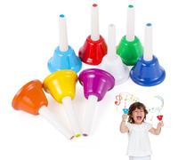 Sacolin Cloches à main en métal à 8 notes pour les tout-petits, instruments de percussion musicale pour enseignement de la musique, cloches musicales diatoniques colorées pour chœur d'église, fête de