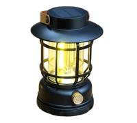 Sacolin Lanterne de camping solaire à LED à piles, lampe de tente rétro alimentée par piles avec gradation progressive, charge rapide de type C, autonomie de 48 heures, étanchéité IPX4 pour jardin