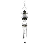 Sacolin Lanterne solaire à carillon éolien, 100,1 cm, lampe solaire d'extérieur avec abat-jour sculpté creux, lanterne d'art en fer forgé étanche, lampe à huile pour terrasse, décoration de jardin