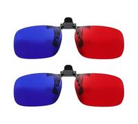 Sacolin Lot de 2 paires de lunettes 3D à clipser pour films TV, monture noire, lentille bleue rouge, monture Tr, 6 x 13,2 x 4,1 cm