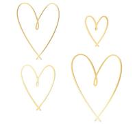 Sacolin Lot de 4 décorations murales romantiques et élégantes en forme de cœur doré pour chambre à coucher, salon, chambre d'enfant, décoration murale en fer métallique en 4 tailles, facile à