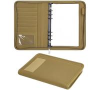 Sacolin Padfolio pour ordinateur portable, kaki, rechargeable à 6 anneaux, couverture imperméable durable, fermeture éclair, organiseur à couverture rigide avec plusieurs poches, porte-stylo et zone