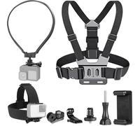 Sacolin POV Support de fixation pour selfie, sangle de poitrine et tour de cou, kit de montage 3 en 1 pour caméra d'action et support de téléphone mains libres pour caméra vidéo Vlog et support de
