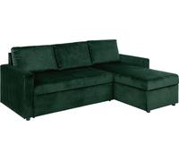Sacramento Canapé-lit, chaise longue réversible, espace de rangement dissimulé et lit escamotable, vert foncé.