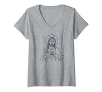 Sacré Cœur de Jésus - Sagrado Corazon de Jesus T-Shirt avec Col en V