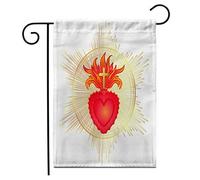 Sacré-Cœur Des Rayons, Rouge Et Or Jardin Signe Supérieure Drapeau De Décoration Durable Drapeaux De Vacances Décoration Pour Porche Pelouse Maison 30X45Cm
