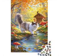 Sacré de Birmanie Puzzle 1000 Pièces Cadeau Unique Chat Mignon Challenge Toy À De Qualité Supérieure Peinture Art pour Adultes Et Enfants À Partir De 12 Ans 1000pcs (75x50cm)