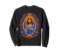 Sacré Jésus Christ Cœur Floral Ornée Foi Icône Art Sweatshirt
