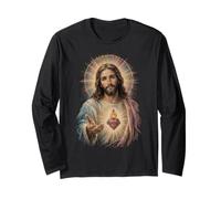 Sacré Jésus Cœur Classique Catholique Dévotionnel Portrait Art Manche Longue