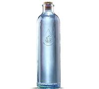 Sol Natural Bouteille Om Water Gratitude bleue en verre recyclé sans plomb bouchon liège 1,2 l