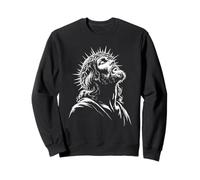 Sacred Figure Upward Gaze Crown of Thorns Reverence Art Sweatshirt