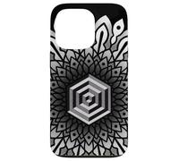 Sacred Geometry Cube 3D Hexagonal Labyrinthe Dotwork Mandala Coque pour iPhone 13 Pro
