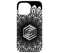 Sacred Geometry Cube 3D Hexagonal Labyrinthe Dotwork Mandala Coque pour iPhone 13 Pro Max