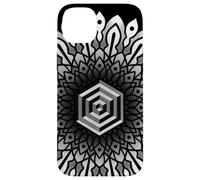 Sacred Geometry Cube 3D Hexagonal Labyrinthe Dotwork Mandala Coque pour iPhone 14 Plus