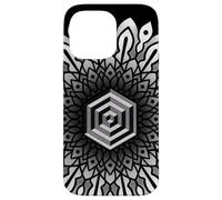 Sacred Geometry Cube 3D Hexagonal Labyrinthe Dotwork Mandala Coque pour iPhone 14 Pro Max