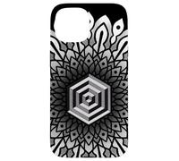 Sacred Geometry Cube 3D Hexagonal Labyrinthe Dotwork Mandala Coque pour iPhone 15