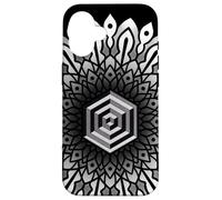 Sacred Geometry Cube 3D Hexagonal Labyrinthe Dotwork Mandala Coque pour iPhone 16