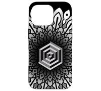 Sacred Geometry Cube 3D Hexagonal Labyrinthe Dotwork Mandala Coque pour iPhone 16 Pro