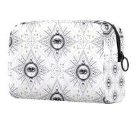 Sacred Geometry Eye Trousse de maquillage pour femme, trousse de toilette de voyage, grande pochette de maquillage pratique avec fermeture éclair, multicolore, 18.5x7.5x13cm/7.3x3x5.1in, Trousse de