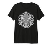 Sacred Geometry Sayagata Labyrinthe géométrique T-Shirt Haut de Gamme