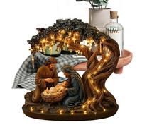 Sacred Glow Statue - Lighted Nativity Set for Christmas | Holy Family Decor with Illuminated Accent, Indoor Outdoor Table Mantel Bedroom Living Room Offices School Farmhouse Display