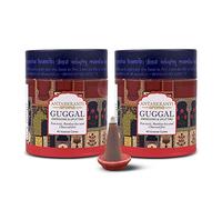 Sacred Life Dry Dhoop GUGGAL Lot de 2 cônes d'encens 80 cônes d'encens Durée de combustion 35 minutes Dhoop à faible fumée pour Pooja 100 % bio et sans charbon de bois Aromathérapie Méditation Yoga