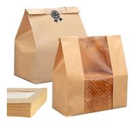Sacs À Avec Fenêtre De Visualisation - Lot De 50 Sacs En Papier Pour Aliments, Emballages En Papier | Conception Transparente - Sac De Conservation Alimentaire De 30x12x9 Cm Idéal Pour Le P