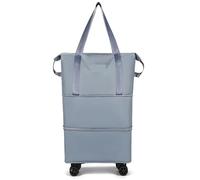 Sacs à Bagages pliants, Sac de Sport roulettes Extensible avec Roue, Grande capacité, Oxford, séparation sèche-Humide, W nd en Plein air pour Voyage roulettes(Blue with Wheel)
