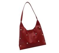 Sacs à bandoulière croissants pour femme - Joli sac à main sous le bras - Style punk - Rivet - Avec boucle - Pour les aisselles, Rouge, One Size