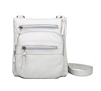 Sacs à bandoulière en cuir souple multi-poches pour femmes, sacs à main et sacs à main vintage à rabat, blanc, Small, Doux