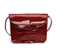 Sacs à bandoulière en cuir synthétique pour femme avec sangles réglables - Petit sac à bandoulière avec nœud papillon, Rouge, One Size