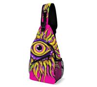 Sacs À Bandoulière Fleur Œil Mon-Ster Feuilles Roses Léger Sacoche Homme Bandouliere Casual Pour Cyclisme Camping 19X39Cm