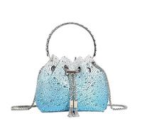 Sacs à bandoulière for femmes, sac seau avec anneau en métal et diamants, sac à main brillant avec cordon de serrage, fourre-tout, sac à bandoulière avec chaîne, pochette de soirée(Deep Green)