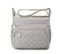 Sacs à bandoulière multi-poches imperméables en nylon pour femme Milky Way - Style décontracté - Pour le voyage, la randonnée, un usage quotidien, gris clair, Taille unique