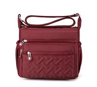 Sacs à bandoulière multi-poches imperméables en nylon pour femme Milky Way - Style décontracté - Pour voyage, randonnée, usage quotidien, bordeaux, Taille unique