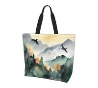 Sacs À Bandoulière Oiseaux De Montagne À L'Aquarelle Femme Sacs Fourre-Tout Pliable Sac Cabas Léger Sac A Main Pour Shopping Affaires Voyage