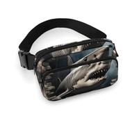 Sacs à bandoulière pour femme avec motif requin à travers le mur, avec sangle réglable, 20 x 13 cm, sac banane, Style :, 20x13cm, Sacs banane