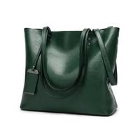 Sacs à bandoulière pour Femme en Cuir ciré, Sac Seau Simple à Double bandoulière, Sac à bandoulière pour Femme, Sac de Courses Polyvalent (Vert)