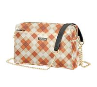 Sacs à bandoulière pour femme, en cuir végétalien, motif vichy à carreaux, sac à main imperméable, orange brûlé
