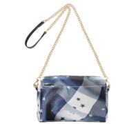 Sacs à bandoulière pour femme en cuir végétalien, sac à main avec fermeture éclair, vichy indigo avec clochette Liberty