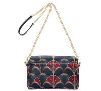 Sacs à bandoulière pour femme en cuir végétalien, sac à main décontracté, sac à main imperméable, motif en forme d'éventail art déco